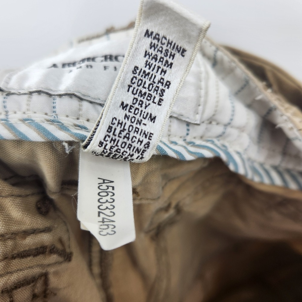 Vintage Abercrombie & Fitch Khaki Cargo Pants Tie Waist S Y2K Low Rise Wide Leg - Picture 4 of 14